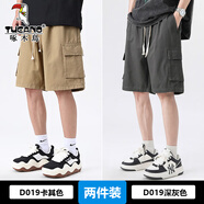 啄木鳥(niǎo)工裝短褲男美式秋冬季寬松直筒休閑五分褲子男士運動(dòng)中褲 D019卡其色+D019深灰色 S