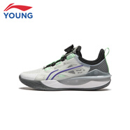 李寧李寧童鞋兒童運動(dòng)鞋新款男大童先鋒力旋轉紐扣透氣減震回彈籃球鞋 YKBU028-3淺石灰/黑色/熒光綠 39