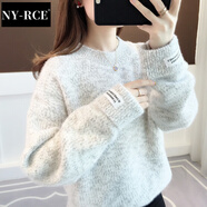 NY-RCE秋季女裝毛衣女寬松新款日系套頭秋冬外穿搭慵懶雪尼爾上衣 花灰 均碼