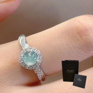 KZD999純銀足銀轉運珠藍水戒指女冰種玉髓感時(shí)尚百搭輕奢食指戒 精美禮盒手提袋同款 轉運藍水鉆戒指同款