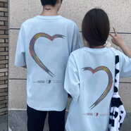 MDlila【兩件裝】情侶裝短袖t恤2025新款一男一女夏裝季套裝衣服團(tuán)體服 愛心 霧藍(lán)色男+霧藍(lán)色女 M 男/女S