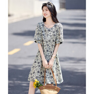 尚靜萊賽爾天絲東方綺夢(mèng)25夏新燈籠袖透氣古典復(fù)古A裙連衣裙女