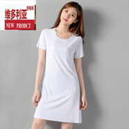 維多利亞的格調(diào)（VEDORYGEDIAO）夏季無痕睡衣短袖女打底裙中長款大碼寬松薄款連衣裙睡裙家居服 白色 L (105-120)