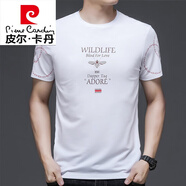 皮爾卡丹（pierre cardin）短袖T恤男夏季新款印花虎頭寬松休閑冰絲半袖體男士薄款冰感潮T恤 831小蜜蜂白色 M 165/ 建議95-120斤