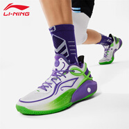 李寧（LI-NING）籃球鞋男春秋款籃球系列中幫減震回彈專(zhuān)業(yè)反伍透氣網(wǎng)面籃球鞋 標(biāo)準(zhǔn)白/鐵蘭紫【CJ3】 41.5