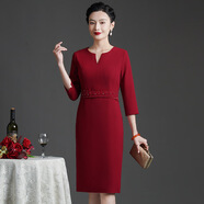 紫魅俏2025年春秋季裝新款婚禮媽媽裝顯瘦婚慶宴會(huì )婆婆裝禮服中老年女裝 酒紅色【七分袖】 2XL (建議120-130斤)