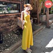 ADVSUS法式黃色吊帶連衣裙收腰包臀氣質(zhì)長(cháng)裙2025新款 【黃色】【春季流行穿搭/春日少 S 40/45kg