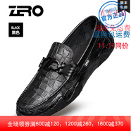 零度Zero意大利零度新款商務(wù)休閑鞋鱷魚紋英倫潮流頭層牛皮男鞋透氣套 R01056黑色 40碼