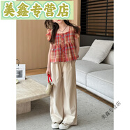 桑禾木子童裝女童夏裝2025中大童洋氣夏天時髦休閑短褲娃娃衫兩件 140(適合身高130CM)