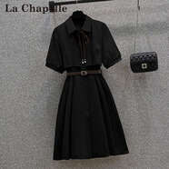 拉夏貝爾（La Chapelle）連衣裙女裝2025年秋冬季新款韓版寬松時(shí)尚小個(gè)子打底裙子女夏 黑色夏款 M