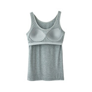 QRJW莫代爾純棉帶胸墊背心女運動(dòng)打底內穿吊帶外穿薄款抹胸內衣一體式 灰色 背帶v202 均碼 xl建議120-135斤