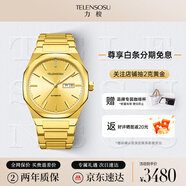 TELENSOSU品牌典藏系列手表男全自動機械手表雙日歷夜光高端男士腕表送父親 【進口機芯】金色太陽紋-男款 【專柜禮盒】