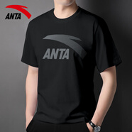 anta kids安踏短袖男T恤男透氣休閑跑步健身體恤衫男款吸汗潮流半袖T恤 黑深灰/8120 【棉質(zhì)透氣】 M 170