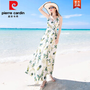 皮爾卡丹（pierre cardin）海南三亞露背長(zhǎng)裙沙灘裙雪紡度假裙連衣裙海邊拍照好看的超仙裙子 花色 L (偏小一碼)