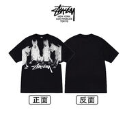 斯圖西（stussy）美潮stuss斯圖涂鴉八號球毛絨骰子印花短袖T恤男女情侶款寬松 黑色杜賓犬 黑色杜賓犬 S