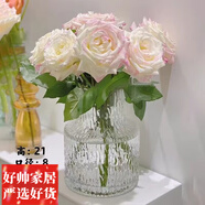 美克杰歐式冰川紋ins風透明玻璃花瓶水培玫瑰干花大口花瓶客廳擺件 2-冰川.