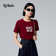 普普風(fēng)2025年夏季新款女裝立體印花字母T恤QB2T22523S 酒紅 S