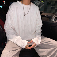 啄木鳥(niǎo)（TUCANO）簡(jiǎn)約薄款設計感冰絲百褶長(cháng)袖T恤衫男女寬松圓領(lǐng)內搭體恤上衣 白色 M