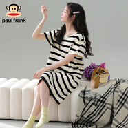 PAUL FRANK大嘴猴睡裙女夏季純棉短袖中裙薄款休閑甜美全棉家居服睡衣女夏款