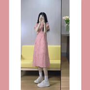 樂僖貝俫大碼薔薇碎花連衣裙仙胖妹妹夏dress2025 薔薇粉連衣裙 M