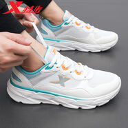 特步（XTEP）男鞋運動(dòng)鞋子男跑步鞋夏季透氣減震回彈輕質(zhì)跑鞋網(wǎng)面休閑鞋子男 0029帆白/水天藍 41
