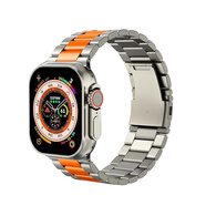 時(shí)仕適用apple watch ultra3 ultra2表帶鋼鐵俠純鈦金屬表帶蘋(píng)果手表iWatch s11/10/9/8/7/6/5se表帶 鈦橙色【三珠款】 44/45/46/49mm