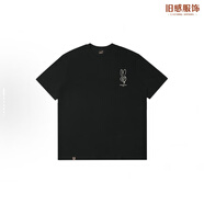 舊感RickyisClown  RIC RI-FI系列 漩渦兔溶解休閑寬松305克重磅情侶 黑色 【 260克】 S