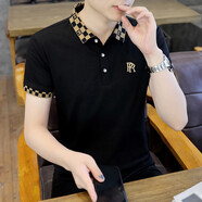 費(fèi)洛仕POLO衫男短袖t恤翻領(lǐng)男裝夏季潮流半袖純棉上衣2025夏款高端體恤 1108黑色 2XL