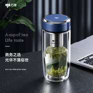 萬(wàn)象（WANXIANG）雙層玻璃杯弧形款帶濾網(wǎng)商務(wù)水杯V269灰藍(lán)色加厚耐熱泡茶杯