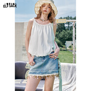 妖精的口袋【嘻嘻不嘻嘻】波嬉風(fēng)白色連衣裙女25年夏季新款t恤半身裙套裝裙 氣質(zhì)白色（上衣） L