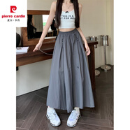 皮爾卡丹（pierre cardin）設計感抖抖裙半身裙女夏季梨形身材寬松百搭工裝顯瘦高腰a字傘裙 灰色 均碼