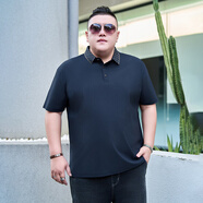 洛夫倫 LOFVRANG夏季大碼冰絲短袖t恤男加肥加大商務(wù)翻領(lǐng)polo衫胖子純色半袖體恤 霧藍(lán) XL