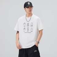 森馬美式重工藝2025新款夏季短袖男T恤印花 1713白色 常規 2XL