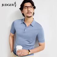 莊吉   JUDGER【順滑透氣】男士短袖T恤夏季新款商務(wù)休閑純色翻領(lǐng)POLO衫 霧藍(lán) M 170/88A