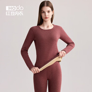 紅豆（Hodo）保暖內衣本命年加厚加絨色紡男士中老年秋冬蛇年打底女保暖套裝 女士波爾多紅 3XL (180) 女士