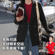 翊尚美休閑小西裝外套女春季新款設計感小西服職場(chǎng)通勤穿搭小個(gè)子女裝 黑色【特快空運+聯(lián)系客服下單】 XL 【推薦115-135斤】