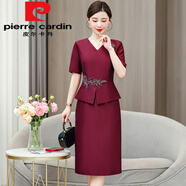 皮爾卡丹（pierre cardin）高貴媽m媽參加婚宴晚禮服女夏季新款年輕丈母娘喜婆婆參加婚禮裙 紅色今年流行的輕奢品牌 2XL 大
