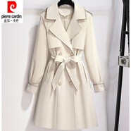 皮爾卡丹（pierre cardin）風(fēng)衣外套女春秋中長(zhǎng)款24新款英倫風(fēng)小個(gè)子百搭洋氣顯瘦收腰上衣 杏色西裝外套 2XL 建議【135-150斤】