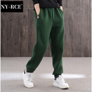 NY-RCE衛(wèi)褲女2025春秋季直筒運(yùn)動(dòng)褲女寬松百搭加絨顯瘦休閑褲 墨綠色 加絨冬款 加厚 L