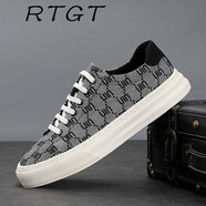 RTGT2025新款英倫風(fēng)時(shí)尚字母刺繡透氣帆布鞋低幫男鞋百搭休閑厚底板鞋 灰色 -與運動(dòng)鞋同碼 41