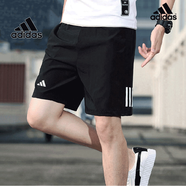 阿迪達斯（adidas）官方艦店短褲男新款運動(dòng)褲舒適透氣快干跑步健身五分褲休閑褲子 黑色速干/透氣/三條紋/主推款 3XL