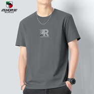 西域駱駝（VANCAMEL）夏季新款短袖男圓領(lǐng)寬松潮流大碼半袖體恤衫潮人男士百搭休閑上衣 深灰色-NR 2XL 建議135-150斤