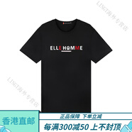 ELLE HOMME官方旗艦夏季男士T恤棉質色圓領字母印花短袖010486 黑色 S 46