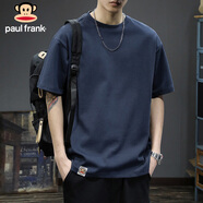 大嘴猴（paul frank）短袖男士夏季潮圓領(lǐng)T恤男休閑寬松220g重磅純棉男裝 藏青色  XL 