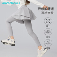 馬卡樂（MARCOLOR）童裝女童鯊魚褲裙褲假兩件長(zhǎng)褲兒童褲子瑜伽芭比褲 冰川灰  130