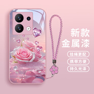 勁國興心鉆花朵適用小米紅米note13手機(jī)殼紅米note13Pro+保護(hù)套紅米Turbo3玻璃小眾掛繩浪漫防摔女款高顏 【L214心鉆花朵A款少女粉-金屬漆】送S11精美 紅米 Note 13