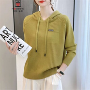 AEMAPE連帽衛(wèi)衣女2025年新款秋季韓版寬松女裝短款毛衣春秋純色針織上衣 草綠色 L 建議110-125斤