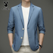 花花公子（PLAYBOY）春夏新款高端商務(wù)男士小西裝冰絲防曬上衣透氣休閑西服外套男 藍(lán)色 3XL