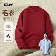 GLM敖瑞鵬代言半高領(lǐng)毛衣男加厚保暖休閑針織衫純色內(nèi)搭毛線衣男 【常規(guī)款】酒紅（GL純色） L