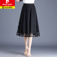 皮爾卡丹（pierre cardin）網(wǎng)紗半身裙新款十四女夏季薄款百褶裙高腰大擺雪紡中長(cháng)款裙子時(shí)尚 黑色圓點(diǎn)（中長(cháng)） S 建議87-95斤
